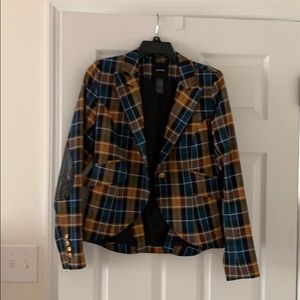 Smythe wool plaid elbow patch blazer size 6